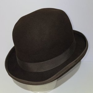 Morfelt Vintage Wool Felt Brown Derby Bowler Hat Size 7 1/2