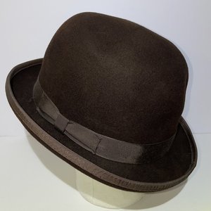 Morfelt Vintage Wool Felt Brown Derby Bowler Hat Size 7 1/2