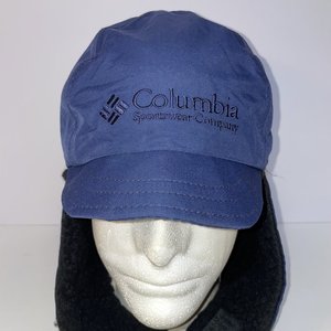 Columbia Vintage Fleece Trapper Hat Blue Water Resistant Size L/XL Made in USA