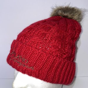 Kapiano Vineyard Cable Knit Red Pom Cuffed Apollo USA Beanie