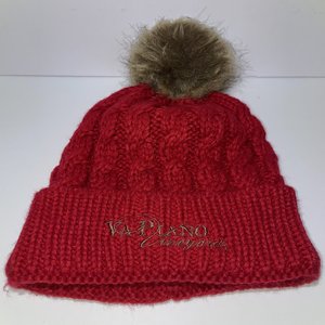 Kapiano Vineyard Cable Knit Red Pom Cuffed Apollo USA Beanie