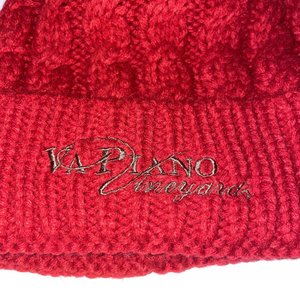Kapiano Vineyard Cable Knit Red Pom Cuffed Apollo USA Beanie