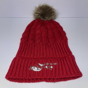Kapiano Vineyard Cable Knit Red Pom Cuffed Apollo USA Beanie