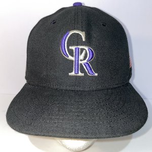New Era Colorado Rockies Coolbase 59Fifty Black Baseball Cap USA Flag Size 7 3/4