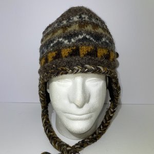 Everest Designs Fair Isle Tasseled Wool Knit Ski Cap Made in Nepal