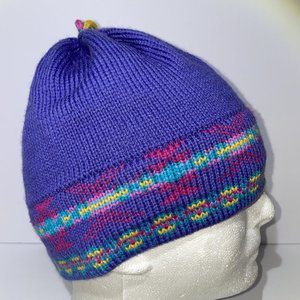 Marceau Purple Wool Nostalgic Retro Purple Beanie Made in USA Sweatband