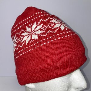 Snowflake Red 80s Vintage Beanie
