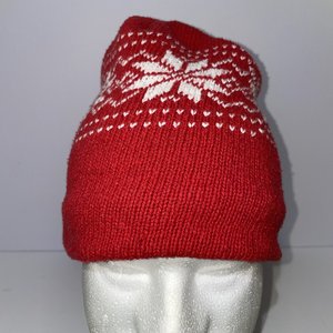 Snowflake Red 80s Vintage Beanie