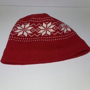 Snowflake Red 80s Vintage Beanie