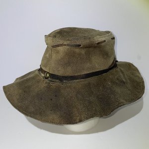 Handmade Brown Leather Boonie Hat Size S