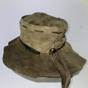 Handmade Brown Leather Boonie Hat Size S