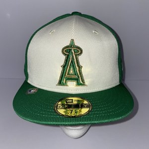 New Era 59Fifty LA Angels Authentic On Field Green Baseball Cap Size 7 7/8