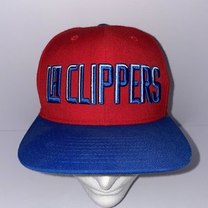 Mitchell & Ness Los Angeles Clippers Red Block Spell-Out Snapback Cap