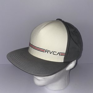 RVCA Classic 3-Stripe White Snapback Cap
