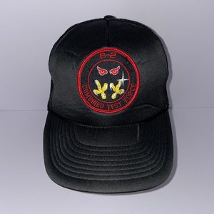 Vintage B-2 Spirit Stealth Bomber Snapback Cap Combined Test Force Black Trucker