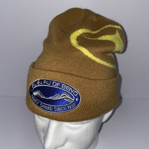 Subaru Beanie Size L Brown Official Yellow Badge Bend Oregon