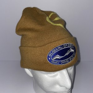 Subaru Beanie Size L Brown Official Yellow Badge Bend Oregon