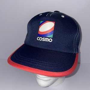 Vintage Cosmo Energy Group Japan Blue Hat, Ratcheting Back Strap, 90s Oil