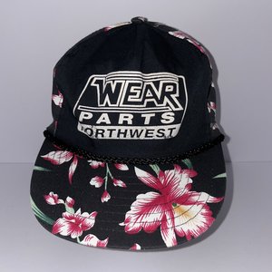Wearparts Tillage & Planting Parts Snapback Hat Black Floral Drawstring
