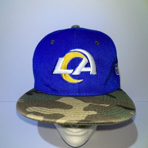 NFL Official LA Rams Blue & Woodland Camo Snapback Cap