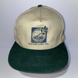 Vintage Kuo Testins Labs Inc Tan & Green Cotton Strapback Hat, 100% Cotton