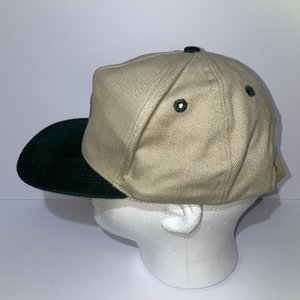 Vintage Kuo Testins Labs Inc Tan & Green Cotton Strapback Hat, 100% Cotton
