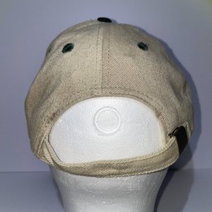 Vintage Kuo Testins Labs Inc Tan & Green Cotton Strapback Hat, 100% Cotton