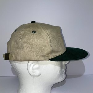 Vintage Kuo Testins Labs Inc Tan & Green Cotton Strapback Hat, 100% Cotton