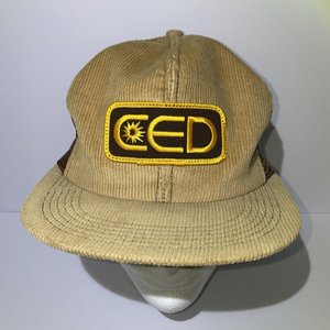 Vintage Consolated Electrical Distributors Brown & Tan Corduroy Snapback Hat, CE...