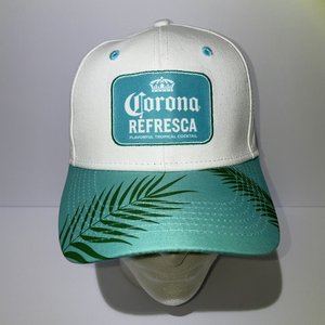 Corona Refresca Cocktail Baseball Cap Cotton White Cool Blue Palm Leaf