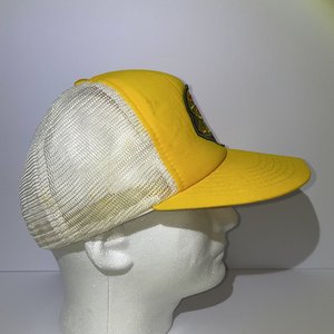 Vintage Downers Inc GEMC Trucker Hat Yellow Sword in Shield on Globe