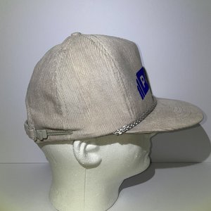 Vintage Pace Motor Lines Trucker Hat Corduroy Gray Drawstring Buckle
