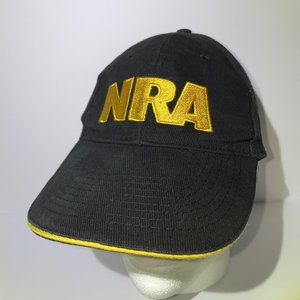 Vintage NRA Black & Yellow Strapback Baseball Hat/Cap, Rifle, 100% Cotton