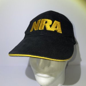 Vintage NRA Black & Yellow Strapback Baseball Hat/Cap, Rifle, 100% Cotton