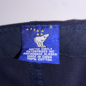 Vintage Alaska Artic Circle Enterprise Snapback Cap Blue Yellow Polar Bear Stars