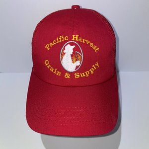 K Brand Pacific Harvest Grain & Supply Snapback Cap Vintage Red Mesh Back