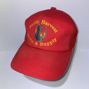 K Brand Pacific Harvest Grain & Supply Snapback Cap Vintage Red Mesh Back