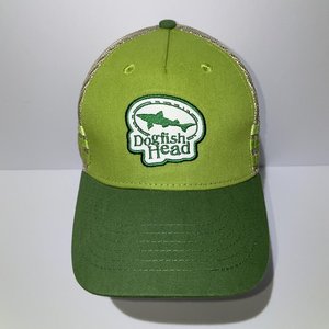 Dogfish Head Craft Brewed Snapback Cap Green Stripes Mesh Back