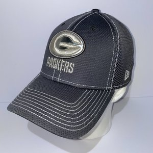 Green Bay Packers New Era 39Thirty Baseball Cap Size M/L Breathable Silver