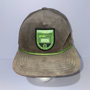 Pray for Snow 10 Barrel Brown & Neon Green Corduroy Baseball Cap