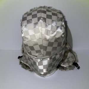Silver Illuminati Faux Rabbit Fur Trapper Hat Size M/L