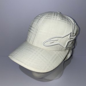 Alpinestars Flex-Fit White Plaid Vintage Baseball Cap Size L/XL
