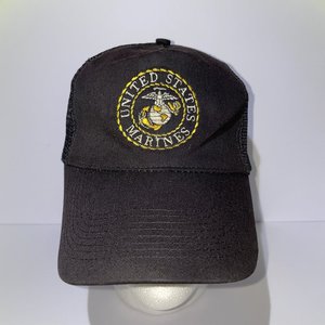 USMC Black Vintage Trucker Hat