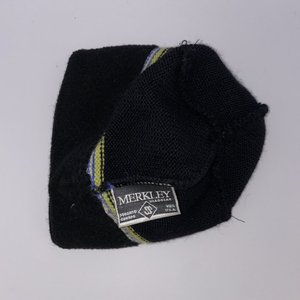 Merkley Black Striped Tasseled Virgin Wool Beanie Made in Canada