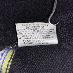 Merkley Black Striped Tasseled Virgin Wool Beanie Made in Canada