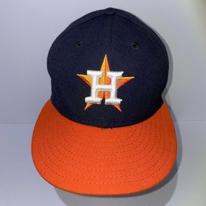New Era 59Fifty Houston Astros Orange Authentic Baseball Cap Size 7 Made in USA