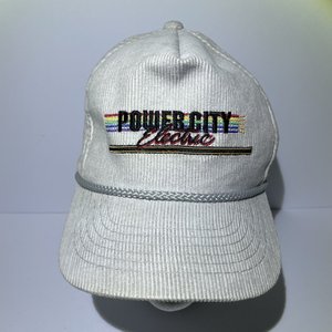 Power City Electric Retro Corduroy White Baseball Cap