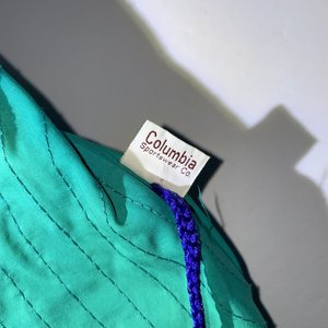 Columbia Vintage Green & Purple Fisherman Rain Hat Size L USA
