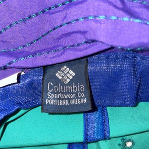 Columbia Vintage Green & Purple Fisherman Rain Hat Size L USA