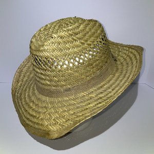Dorfman Pacific Palm Leaf Cowboy Hat Size L w Flowers
